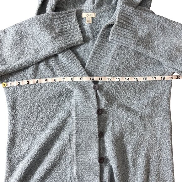 J. Jill Womens oversized XS Petite Hooded Blue Button-Up Cardigan Sweater - Picture 4 of 7